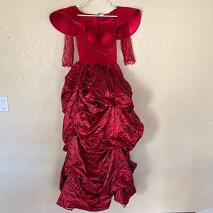 ✨ Queen of Hearts Halloween Womens Red Gown Costume Cosplay